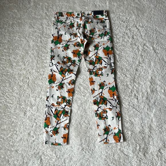 Sly jeans patterned white, green and orange low rise skinny jeans, size 1 - Picture 3 of 12